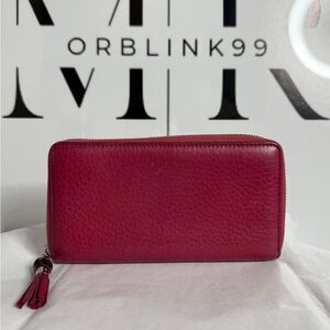 Gucci Woman, Wine Red Color Long Wallet Leather Authentic